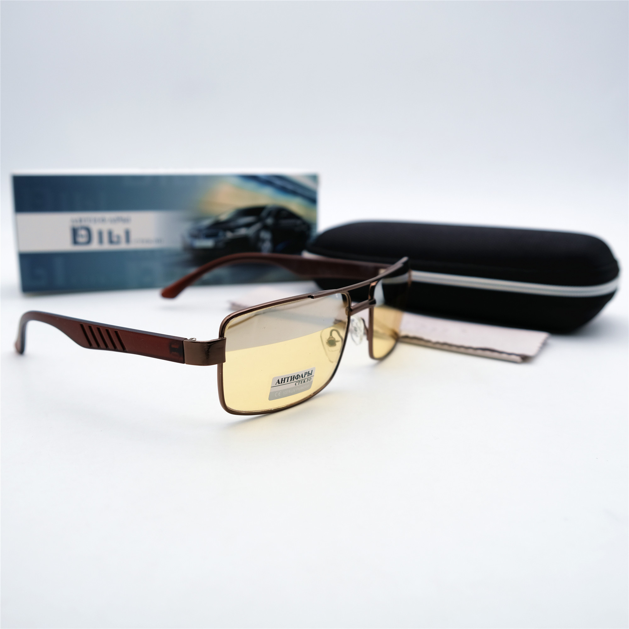  Солнцезащитные очки картинка Мужские DILI Антифары стекло Квадратные 8003-C4 