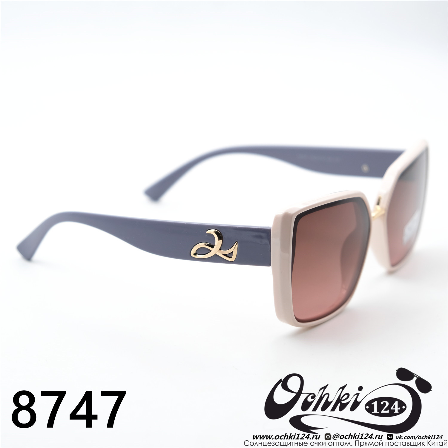  Солнцезащитные очки картинка 2023 Женские Геометрические формы Caipai 8747-C7 