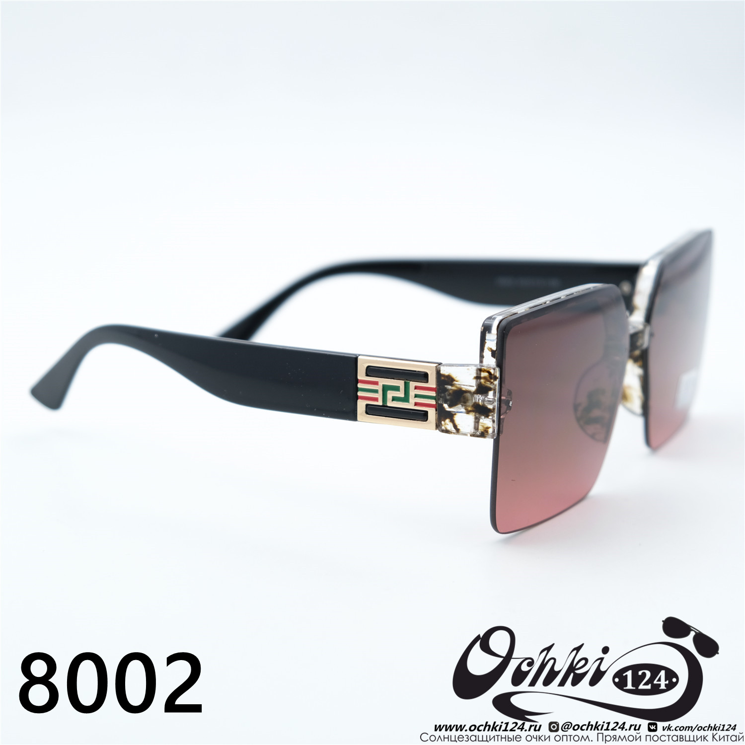  Солнцезащитные очки картинка 2023 Женские Квадратные Caipai 8002-C3 