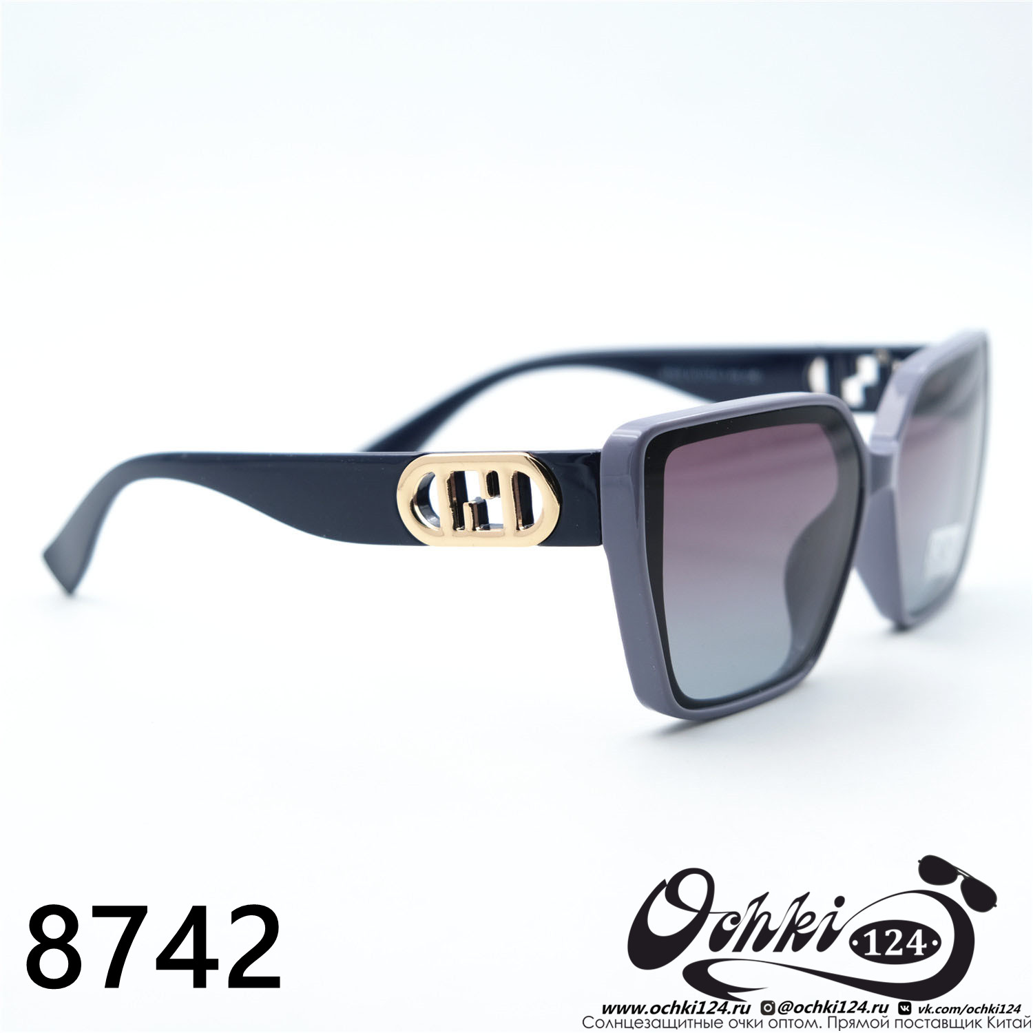 Солнцезащитные очки картинка 2023 Женские Лисички Caipai 8742-C6 